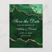 Green Gold Marble Agate Geode Save the Date Announ Ankündigungspostkarte (Vorderseite)