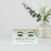 Green Gold Marble Eyes QR Code Microblading Visitenkarte (Stehend Vorderseite)