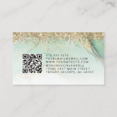 Green Gold Marble Eyes QR Code Microblading Visitenkarte (Rückseite)