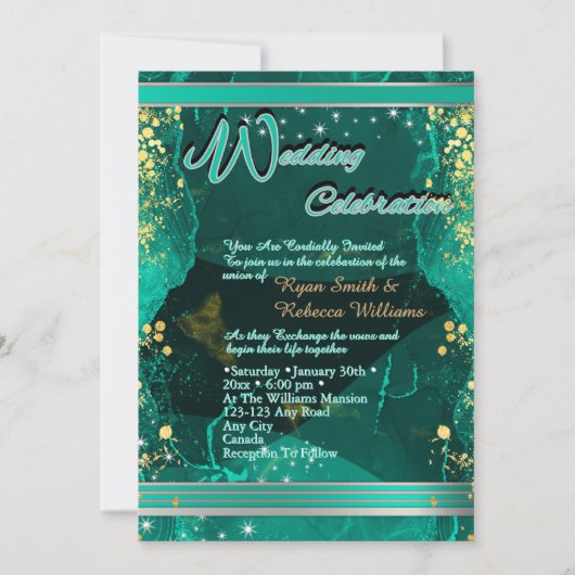 Green & Gold Marble Flat Card  (Vorderseite)