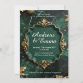 Green Gold Marble Wedding Invitation Einladung (Vorderseite)