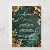 Green Gold Marble Wedding Invitation Einladung (Rückseite)
