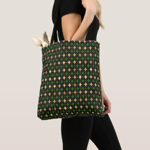 GREEN & GOLD MARDI GRAS DIAMOND PATTERN TASCHE