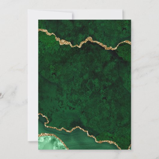 Green Gold Marmor Agate Geode Lights Save The Date (Rückseite)