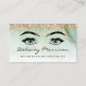 Green Gold Marmor Augen QR Code Microblading Visitenkarte (Vorderseite)