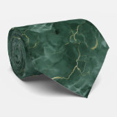 Green Gold Marmor Swirl Men's Krawatte (Gerollt)