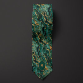 Green & Gold-Marmormonogramm Krawatte