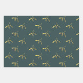 Green Gold Merry Mistletoe Wrapping Paper Sheets Geschenkpapier Set (Vorderseite 2)