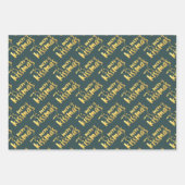 Green Gold Merry Mistletoe Wrapping Paper Sheets Geschenkpapier Set (Vorderseite)