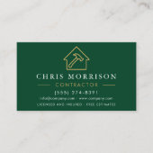 Green Gold Metal Building Construction QR Code Visitenkarte (Vorderseite)