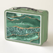Green Gold Metal Lunch Box mit Individuelle Name (Rückseite)