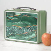 Green Gold Metal Lunch Box mit Individuelle Name (Beispiel)