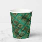 Green Gold Metallic Damask Elegant Pappbecher (Rückseite)