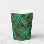Green Gold Metallic Damask Elegant Pappbecher (Links)