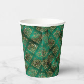 Green Gold Metallic Damask Elegant Pappbecher (Rechts)