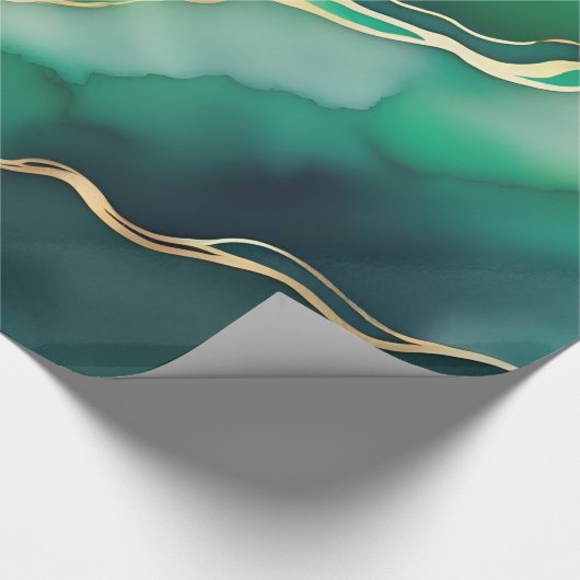 Green Gold Metallic Marmorstein Geschenkpapier (Ecke)