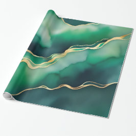 Green Gold Metallic Marmorstein Geschenkpapier