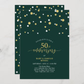 Green & Gold Modern 50. Hochzeitstag Party Einladung (Vorne/Hinten)