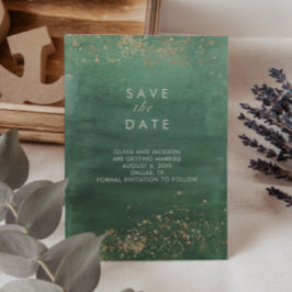 Green & Gold Modern Watercolor Save the Date Einladung