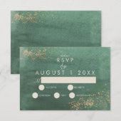 Green & Gold Moderne Wasserfarbenhochzeit RSVP Begleitkarte (Vorne/Hinten)