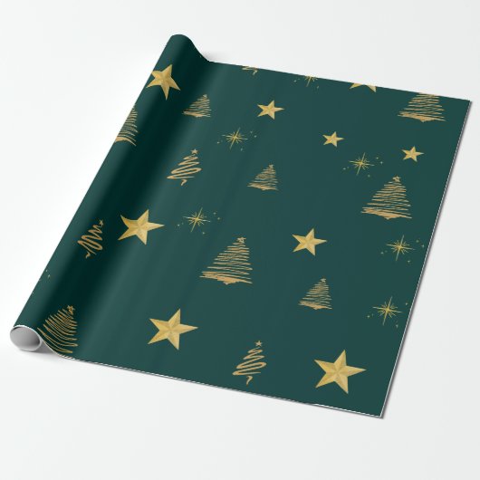 Green Gold Moderner, einfacher geometrischer Weihn Geschenkpapier (Ungerollt)