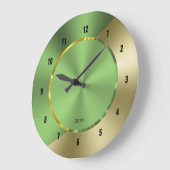 Green & Gold Modernes geometrisches Design Große Wanduhr (Winkel)