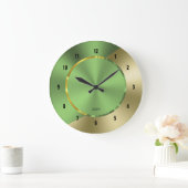 Green & Gold Modernes geometrisches Design Große Wanduhr (Zuhause)