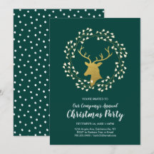 Green & Gold Modernes Weihnachtsfest Abendessen Pa