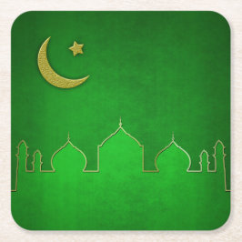 Green Gold Moschee Moschee Star Rechteckiger Pappuntersetzer