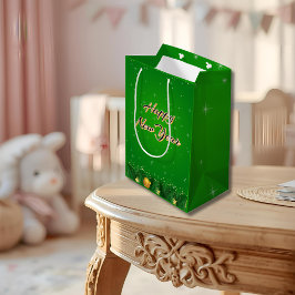 Green Gold New Year Gift Bag Mittlere Geschenktüte