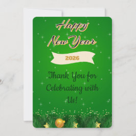 Green Gold New Year Thank You Card Dankeskarte