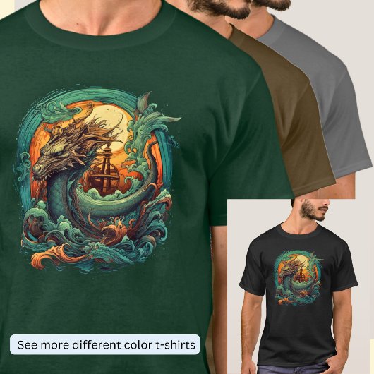 Green Gold Orange Sea Dragon T-Shirt