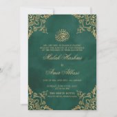 Green Gold Oriental Design Islamische Hochzeit Einladung (Vorderseite)