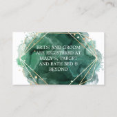 Green Gold Paint Wedding Registrierungskarte Visitenkarte (Rückseite)