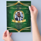 Green Gold Pastoral Appreciation Kirche Service Flyer (Hand)