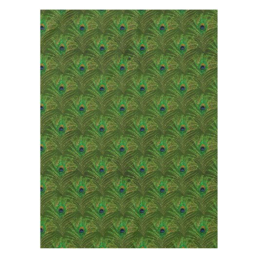 Green Gold Peacock Feathers Tableclout Tischdecke (Vorderseite)