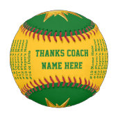 Green Gold Personalisiert Baseball Ball Dankeslehr (Rückseite)