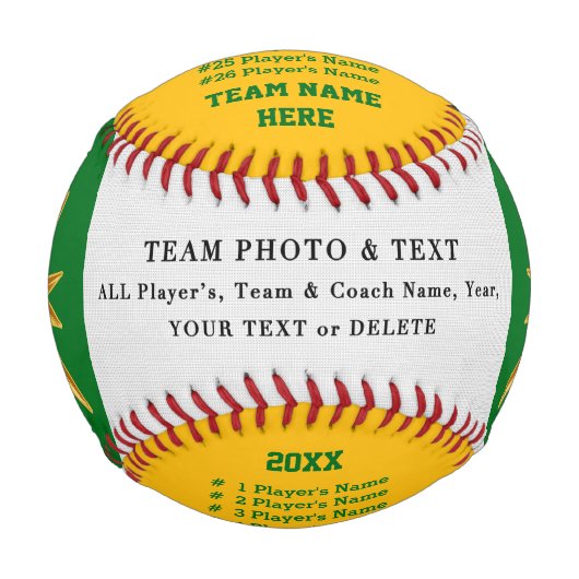 Green Gold Personalisiert Baseball Ball Dankeslehr (Vorderseite)