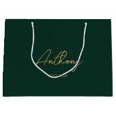 Green & Gold Personalisierte Hochzeitsgesellschaft Große Geschenktüte (Vorderseite)