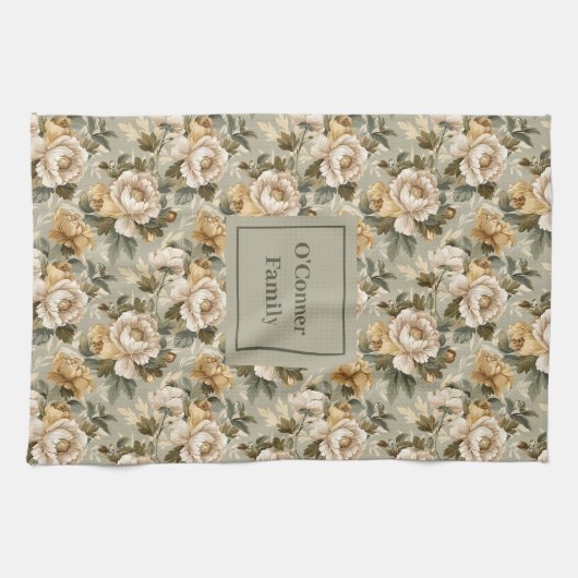 Green Gold Personalized Kitchen Towel Chic Look Geschirrtuch (Horizontal)