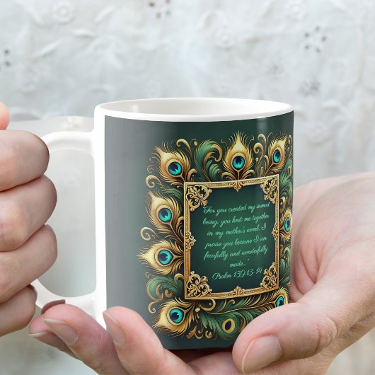 Green Gold Pfau Rahmen anpassbar Kaffeetasse