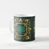 Green Gold Pfau Rahmen anpassbar Kaffeetasse (Vorderseite Links)
