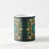 Green Gold Pfau Rahmen anpassbar Kaffeetasse (Mittel)