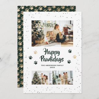 Green Gold Photo Happy Pawlidays Card Feiertagskarte