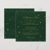 Green/Gold-Platzierte Sterne Platz/Runde Halloween Menükarte (Vorne/Hinten)