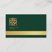 Green Gold QR Code Luxury Real Estate Agent Visitenkarte (Rückseite)