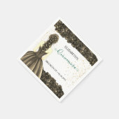 Green & Gold Quinceañera Custom Party Napkins Serviette (Ecke)