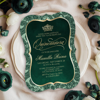 Green Gold Quinceañera Einladung
