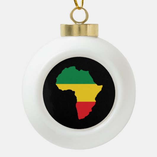 Green, Gold & Red Africa Flag Keramik Kugel-Ornament (Vorderseite)