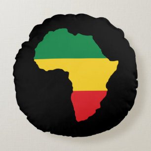Green, Gold & Red Africa Flag Rundes Kissen